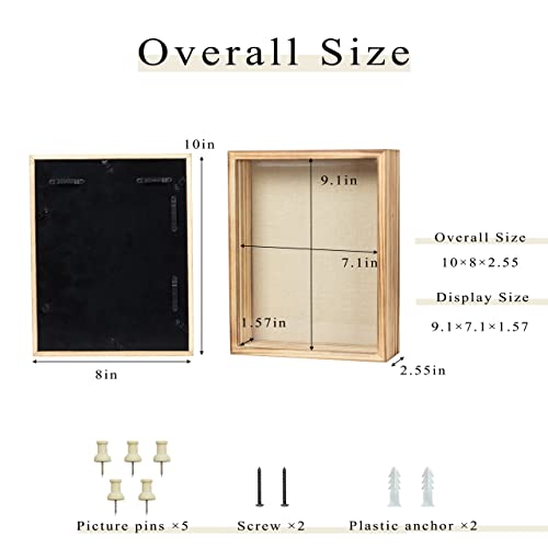 Image of Shadow Box Frame 8x10 Shadow Box Display Case with Linen Back of Awards Memorabilia Flower, Pictures, Keepsakes、Bouquet、Medals and More Photos Memory Box