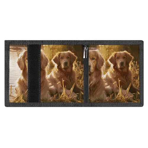 Small Wallet - Trifold Wallets Two Golden Retrievers Purse with 1 Cash Compartment And 8 Card Slots Money Clip4