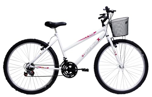 Bicicleta de Passeio Saidx Bike Feminina, Aro 26 de 18 Marchas, Freio V Brake (Branca)