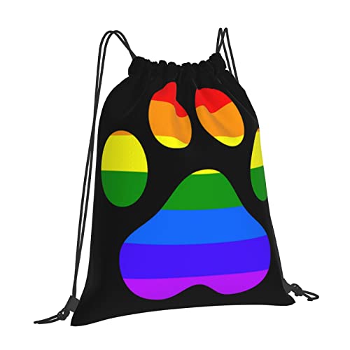 Lgbt Gay Lesbian Furry Paw Pride Rainbow Outdoor Drawstring Bags Gym Bag Fashion Simple, Suitable For Men And Women, Young And Old2