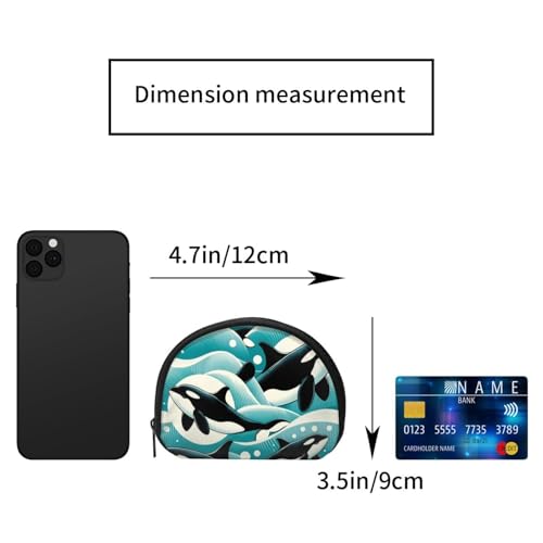 Portable Coin Purse Killer-Whales-Cartoon Mini Zippered Money Pouch Card Holder2