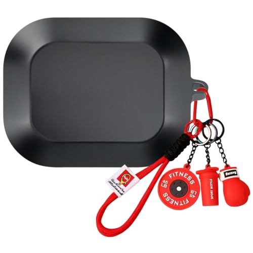 Image of Soft Silicone Case Cover for Realme Buds Air 8 with Gym Boxing Keychain (Red)