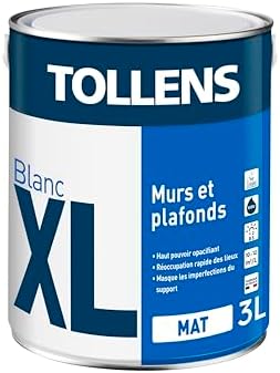 Tollens Peinture Professionnelle Blanche Mat - Spécial Plafond XL...