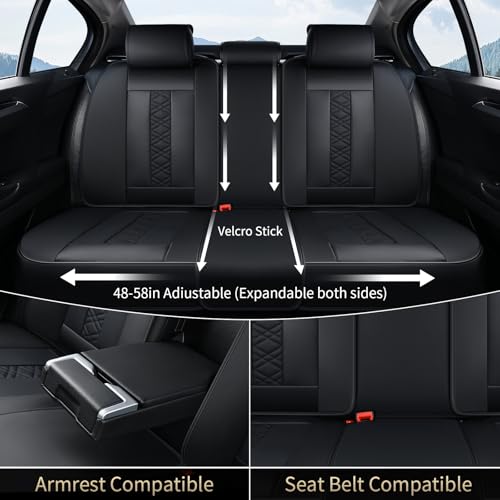 Image of FLORICH Seat Covers, Atomutive Car Seat Covers Full Sets, Waterproof Seat Cover for Cars, Luxury Leather Universal Seat Cover Accessories Fit for Most Cars SUV Truck Sedans(Black)
