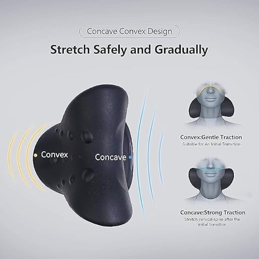 Image of DOLTAS Neck Stretcher for Pain Relief | Cervical Traction Device | Neck & Shoulder Support | Acupressure Massage Relaxer | Chiropractic Spine Alignment Support | Black