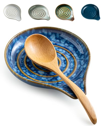 Image of LAUCHUH Spoon Rest for Stove Top, 5 inch Ceramic Spoon Holder Large Cooking Utensil Holder for Kitchen Countertops, Ladle, Cooking Spoons, Spatula, Tongs, Heat-Resistant, Starry Blue
