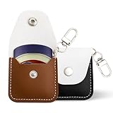 KEUYE Keychain Holder Compatible with Vaseline Lip Therapy 0.25 OZ-2-Pack,Keychain &EDC Compact Leather Bag Holder Compatible with Vaseline(Black + Brown)