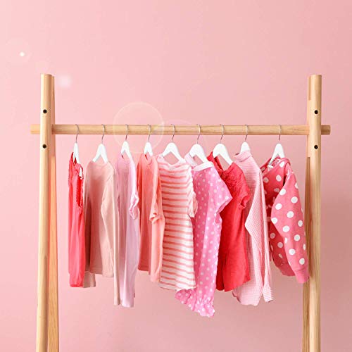 Image of HOUSE DAY Wooden Kids Hangers - 20 White Painted & Varnished Kids Coat Hangers - 3-15 Years - Rotatable & Notched - 35.5cm Width - Max 3.5kg Weight