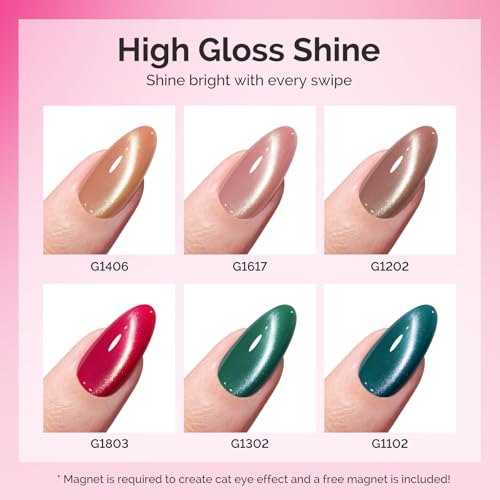 Image of MelodySusie Velvet Gem Red Green Cat Eye Set Cat Eye Gel Nail Polish Set 6 Pcs, 0.26 Fl Oz Glitter Holographic Magnetic Nail Polish with Magnet, UV Nail Polish for Nail Art Manicure Salon DIY at Home