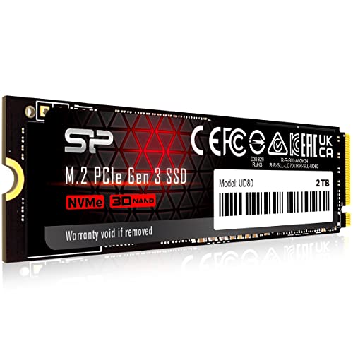Image of Silicon Power UD80 2TB NVMe PCIe M.2 SSD, Up to 3400MB /s, 3D NAND, M.2 2280 Internal Solid State Drive for Desktop Laptop PC Computer