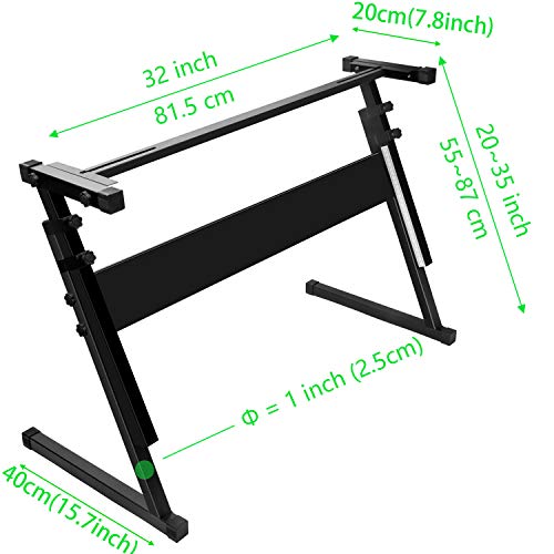 Luvay Keyboard Stand For 61 Or 54 Keys, Z-Style, Height Adjustable, Light Weight (1-Inch Steel) #TOP1