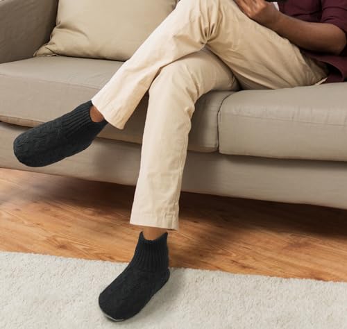 Image of BenSorts Men Fuzzy Slipper Socks with Grippers Non Slip Indoor House Socks Christmas Gifts