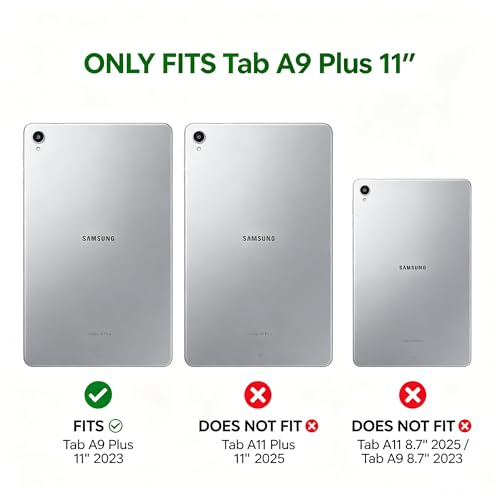 Funda Galaxy Tab A9 Plus antitirones con soporte de aluminio Lunivop y cristal negro 3