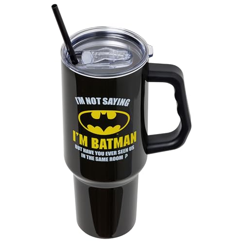 Image of Silver Buffalo Batman I am Batman 40oz Stainless Steel Tumbler w Handle