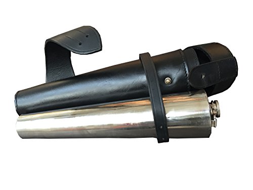 John Shooter Ltd - Petaca de acero inoxidable con funda de piel negro para sillas de montar a caballo Cover