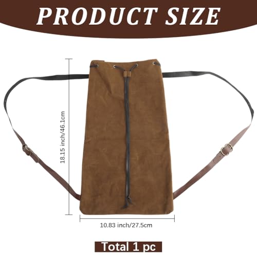 Image of GORGECRAFT Medieval Drawstring Backpack Vintage Fibre Viking LARP Renaissance Bag with PU Leather Straps and Alloy Clasps Portable Pouch for Outdoor Activities Cosplay Gym Workout Swim Beach 18x10.8in