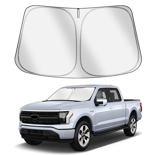 VAWIT Car Windshield Sun Shade Compatible with Ford F-150 Lightning 2022-2026 Accessories, Foldable Window Sunshade Block UV Rays and Sun Heat