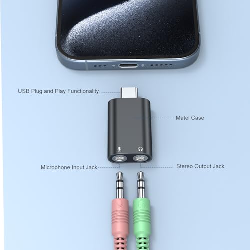 Image of Verilux USB C Sound Card to 3.5mm Jack Audio Adapter, Type C to Aux External Stereo Sound Adapter, USB C to Headphone Jack Adapter for PS4 /PS5 /Headphone /Mac /Linux /Laptop /Desktops /Docking Station