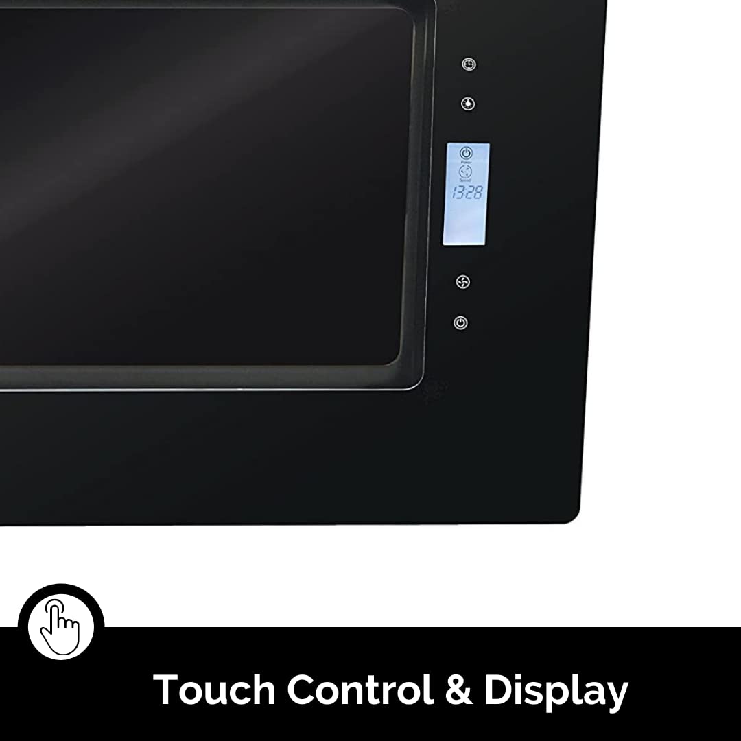 PKM 9040/90BZ - Cappa aspirante da parete, in vetro nero, 90 cm, illuminazione a LED, classe di efficienza energetica A