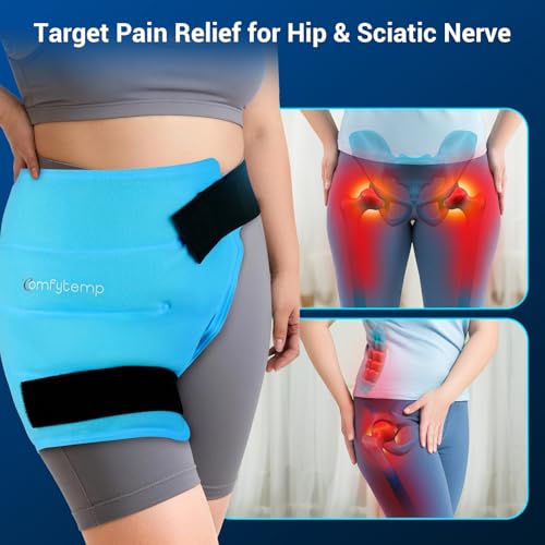 Image of Comfytemp Hip Ice Pack Wrap for Sciatica Pain Relief, Hip Replacement After Surgery, Reusable Gel Ice Pack for Injuries, Hot Cold Compress Recovery Items Physical Therapy for Men Women Mom Dad (M /L)
