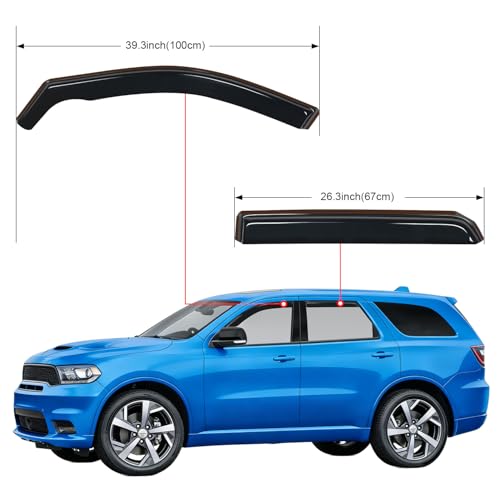 Image of Nilight Window Visors for Dodge Durango 2011-2026, in-Channel, 4PCS | Durable Acrylic Smoke Rain Guards Help Block Rain and Sun Glare While Supporting Fresh Air