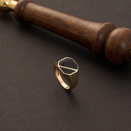 10k 14k 18k Solid Gold Personalized Signet Ring for Men with Black Onyx Stone Handmade Signet Ring Engraved Signet Ring Best Gift for Men Husband Boyfriend4