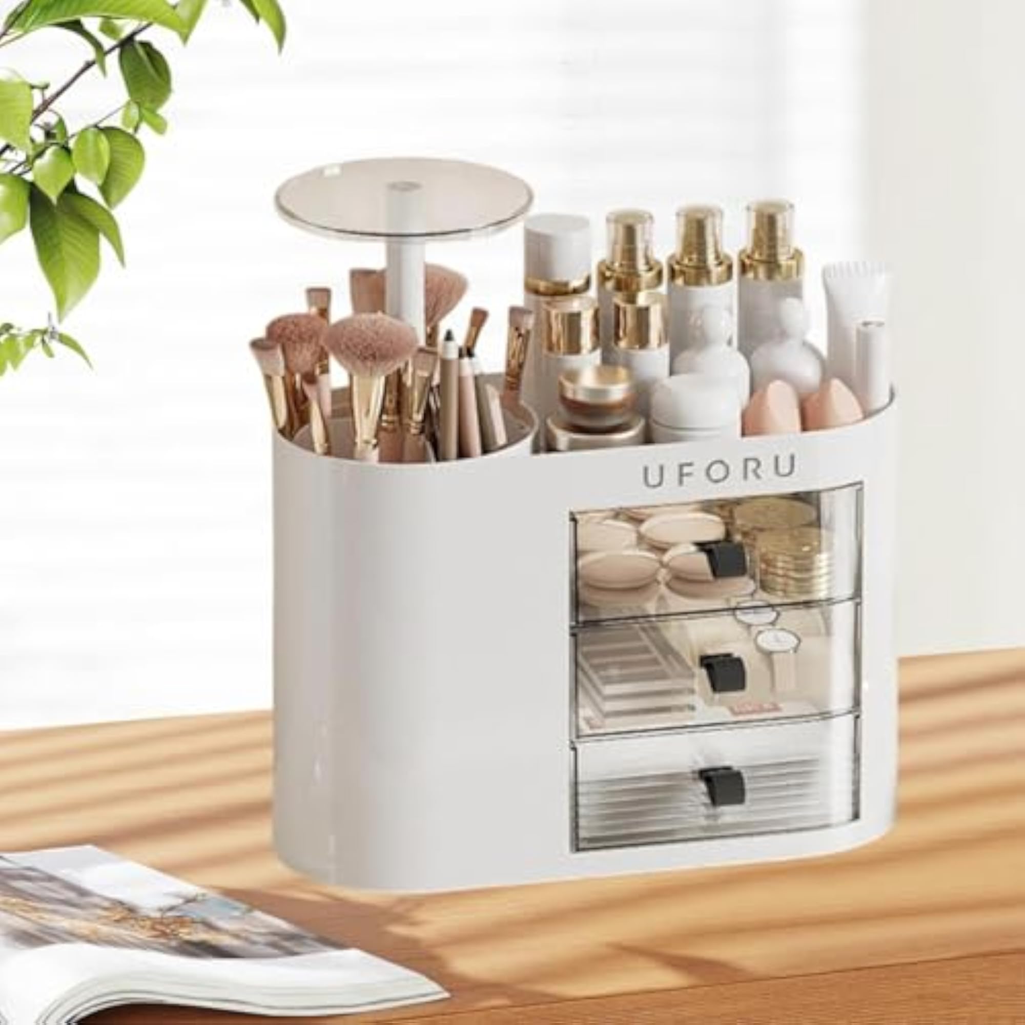 Elegant Cosmetic Display Case, White