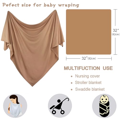 OWLOWLA Newborn Swaddle Set Stretch Wrap Swaddle Receiving Blanket for Baby Boy Girl(Copper)