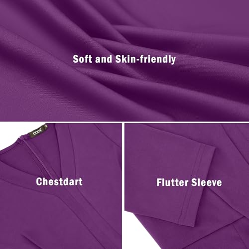 UOUA Women's Church Ruffle Sleeve Bodycon Work Midi Pencil Dress4