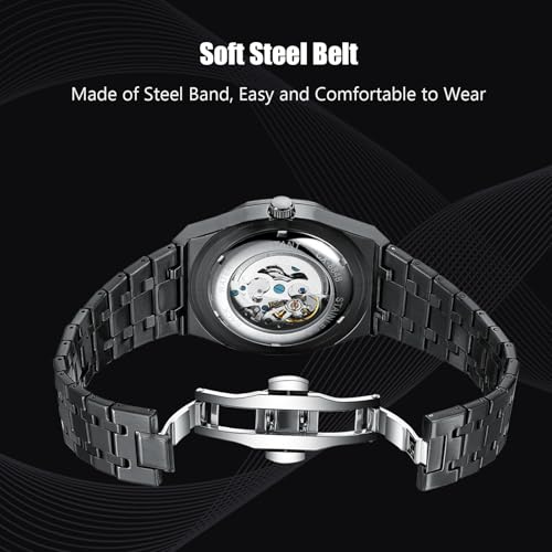 Image of RORIOS Business Dress Men's Watch Automatic Mechanical Watch Luminous Watch with Stainless Steel Strap Self-Winding Wrist Watch
