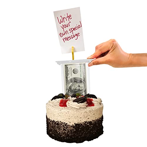 The Money Cake - Money Cake Pull Out Kit Includes 1 Money Box 1 Plastic Roll 50 Transparent Bag Connected Pocket and Card Holder Cake Topper for Birthday and Graduation Parties