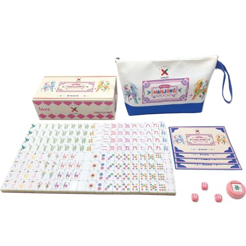 XuMoZC American Mahjong Design Set 1.2-inch 160 Acrylic High-Grade Four Layer Rose Red Mah-Jongg Tiles