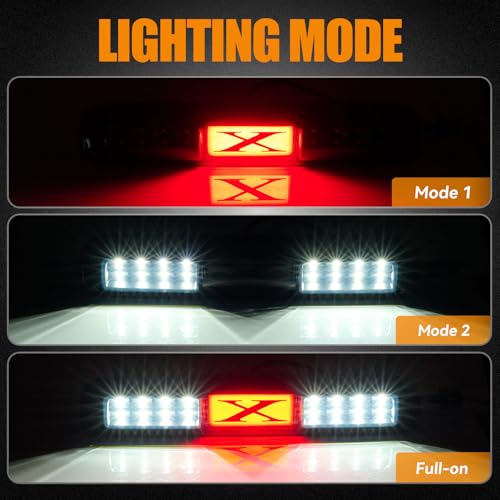 Image of Third 3rd Brake Light, LED High Mount Stop Light for 1999-2007 Chevy Silverado GMC Sierra 1500 2500 3500 HD Classic, Rear Center Cab Roof Tail Cargo Lamp, X Style
