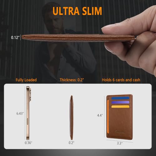 Image of Travelambo Slim Minimalist Wallet for Men, RFID Blocking Credit Card Holder, Front Pocket ID Card Case, Gifts for Men, Husband, Boyfriend, Teenage