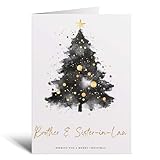 Postcard Prints Weihnachtskarte für Bruder & Schwägerin, Weihnachtsbaumkarte 'Wising You A Merry Christmas'