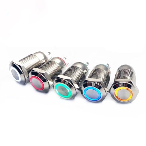 Botón de metal de 12mm con luz amarilla interruptor 1NO 24V para salpicadero