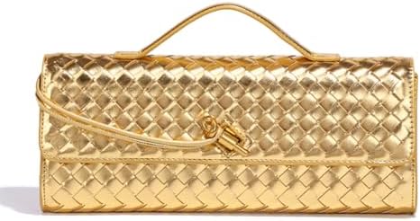 Covelin Women's Handmade Woven Evening Bag Leather Shoulder Clutch Handbag Fashion Crossbody Purse