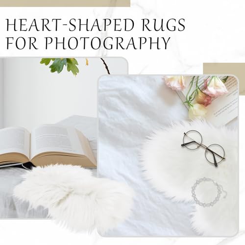 Tapetes decorativos corazón de felpa blanca 2 piezas 12x16 pulgadas miniatura 6