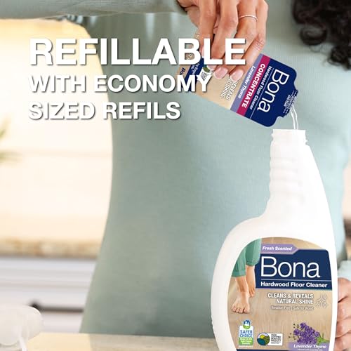 Image of Bona Hardwood Floor Cleaner Spray - 32 fl oz - Lavender Thyme - Includes Filled Bottle + Concentrate Refill for Hardwood Floor Cleaning