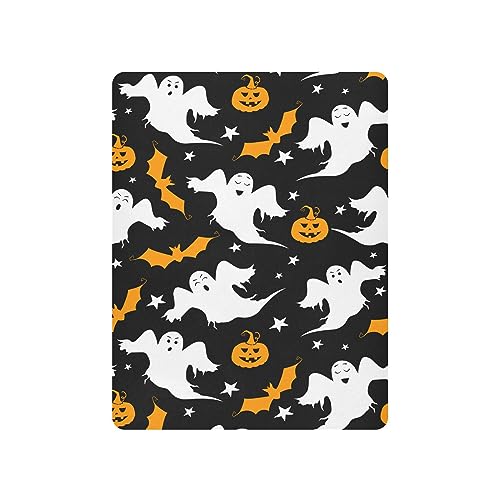 Image of Pumpkin Ghost Halloween Crib Sheets Soft Breathable Fitted Baby Playard Sheets Mattress Cover for Girl Boys, 39 inch x 27 inch x 5 inch