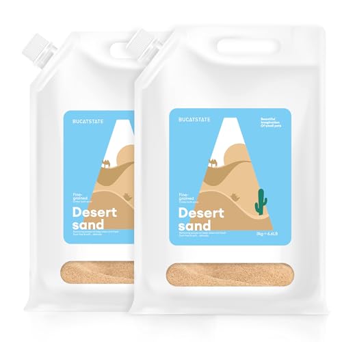 Image of BUCATSTATE Hamster Bath Sand with Pour Spout Large Pack, 13.2LB Desert Bath Sand | No-Dust Potty Litter Calcium-Free Sand for Hamster Chinchillas Gerbil Mice Degu or Other Small Pets (2Pack-Fine Sand)