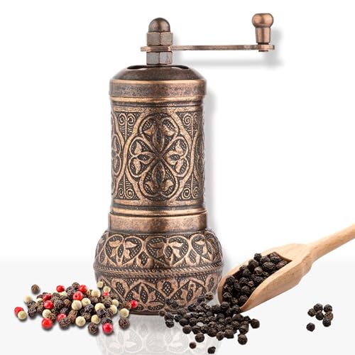 Salt and Black Pepper Grinder, Refillable Spice Grinder, Vintage Turkish