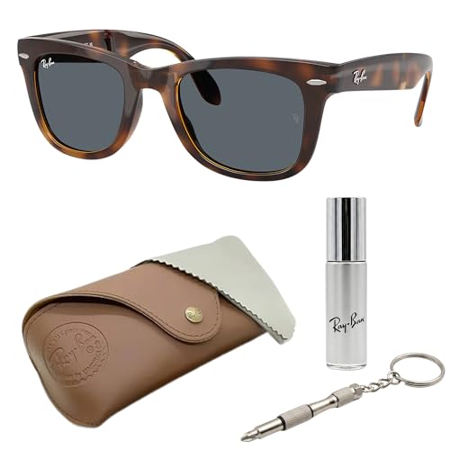 Image of Ray-Ban RB4105 WAYFARER FOLDING CLASSIC Square Shape Sunglasses for Men with Official Eyewear Kit