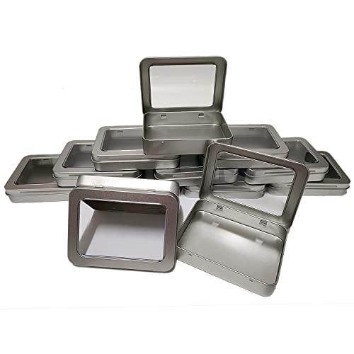 Slide-Top-Rectangular-Metal-Tin-Containers-for-Candies-Jewelry-Crafts-Pills-Lip-Balm-Storage-Survival-Kit-12Pack-Silvery