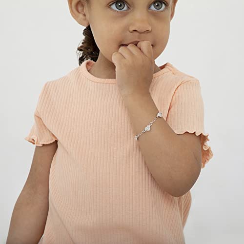 925 Sterling Silver 5" Lovely Heart Bracelet for Infants & Toddlers - Cute & Fashionable Charm Bracelets for Children - Beautifully Design Hearts Link Chain Bracelet for Little Girls2