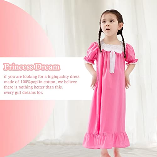 Nightgowns for Girls, Cotton Princess Pajama Dresses, Soft Vintage Sleepwears (Toddler,Kids)2
