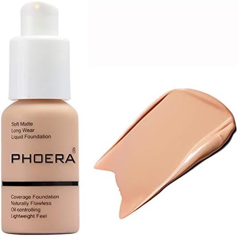 PHOERA Foundation Full Coverage Concealer Matte Oil Control Long Lasting Moisturizing Base Liquid Cover Cream Colour Changing Foundation for Women & Girls