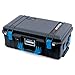 Pelican Air 1535 Carry-on Case by ColorCase - Black - Medium Size Waterproof Case with Gray Padded Microfiber Dividers & Mesh Lid Organizer - Blue Handles & Latches