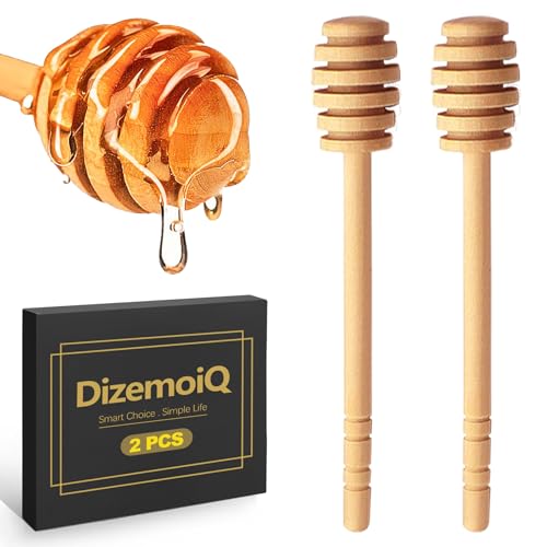 DizemoiQ 2 Stück Honiglöffel Olivenholz 16cm mit Spirale Nachhaltiger Honigheber für Honig Sirup Küche Tee Geschenkidee
