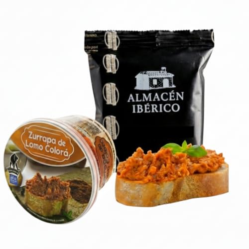 Zurrapa de Lomo Colorá | Manteca Ibérica de Cerdo con Hebras de Magro | Pack Aperitivo con Bolsita de Picos | Tarrina 500g Icarben